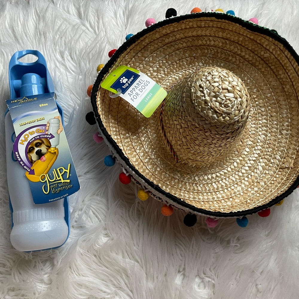 Cinco de Mayo- Dog Straw Pom Pom Sombrero Hat bundle